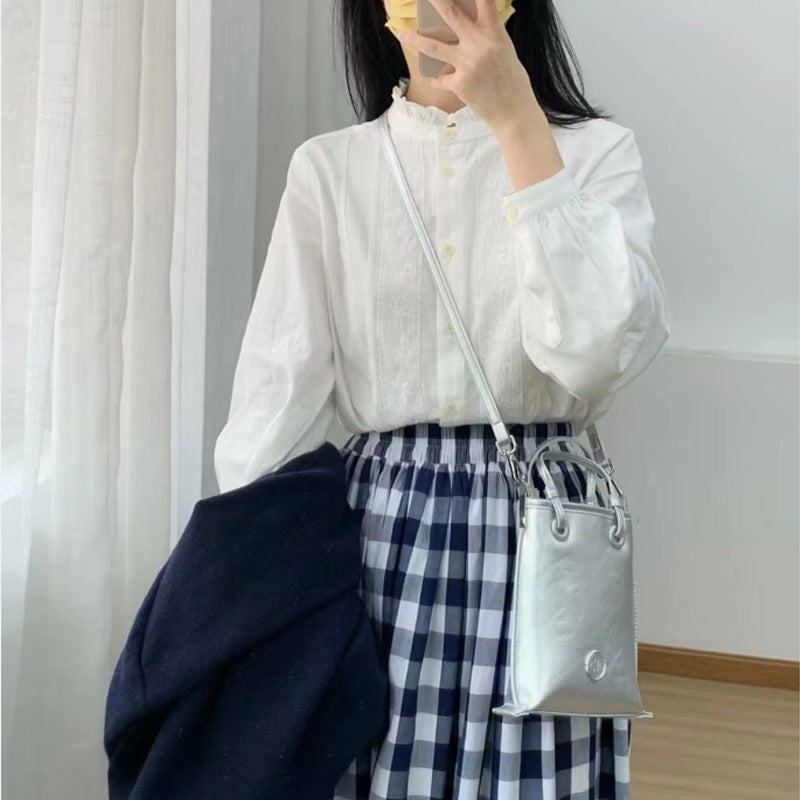 Women's Autumn Fashion Preppy Style Plaid Skirt Three-piece Set