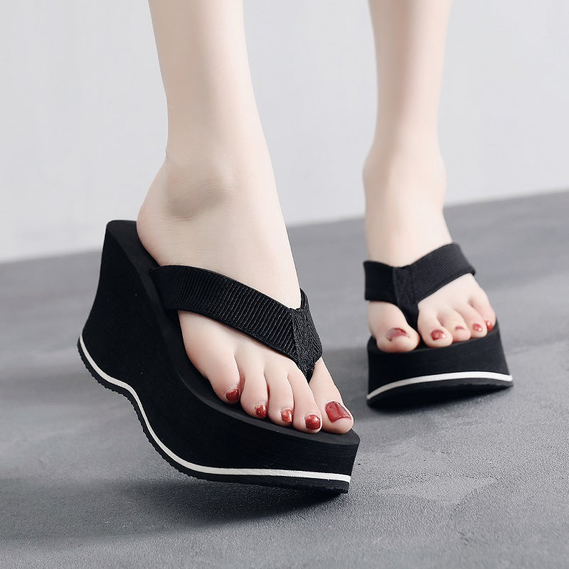 Women's Korean-style Flip-flops Summer Non-slip Wedge