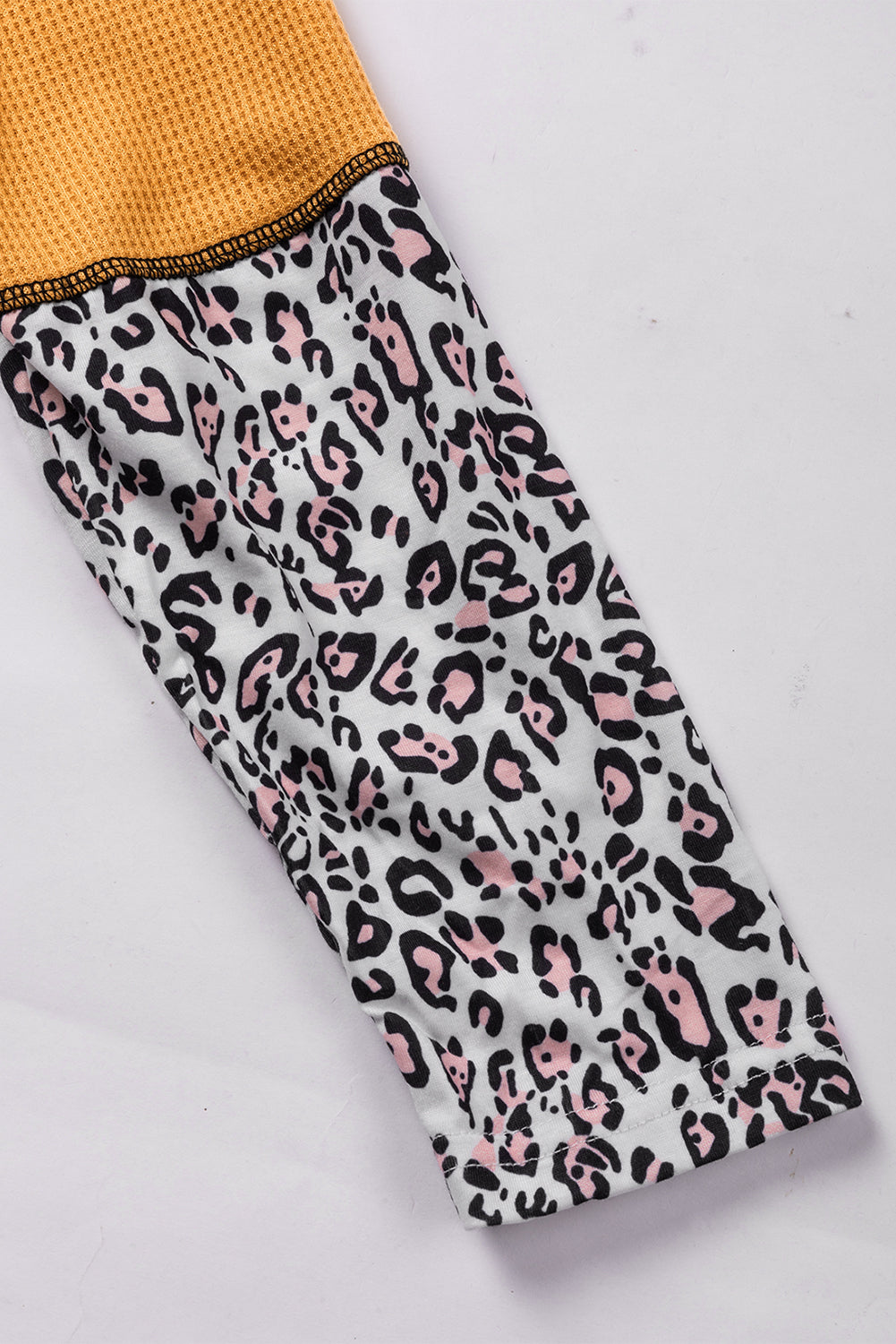 Top de patchwork de punto gofre con estampado de leopardo naranja Vitality