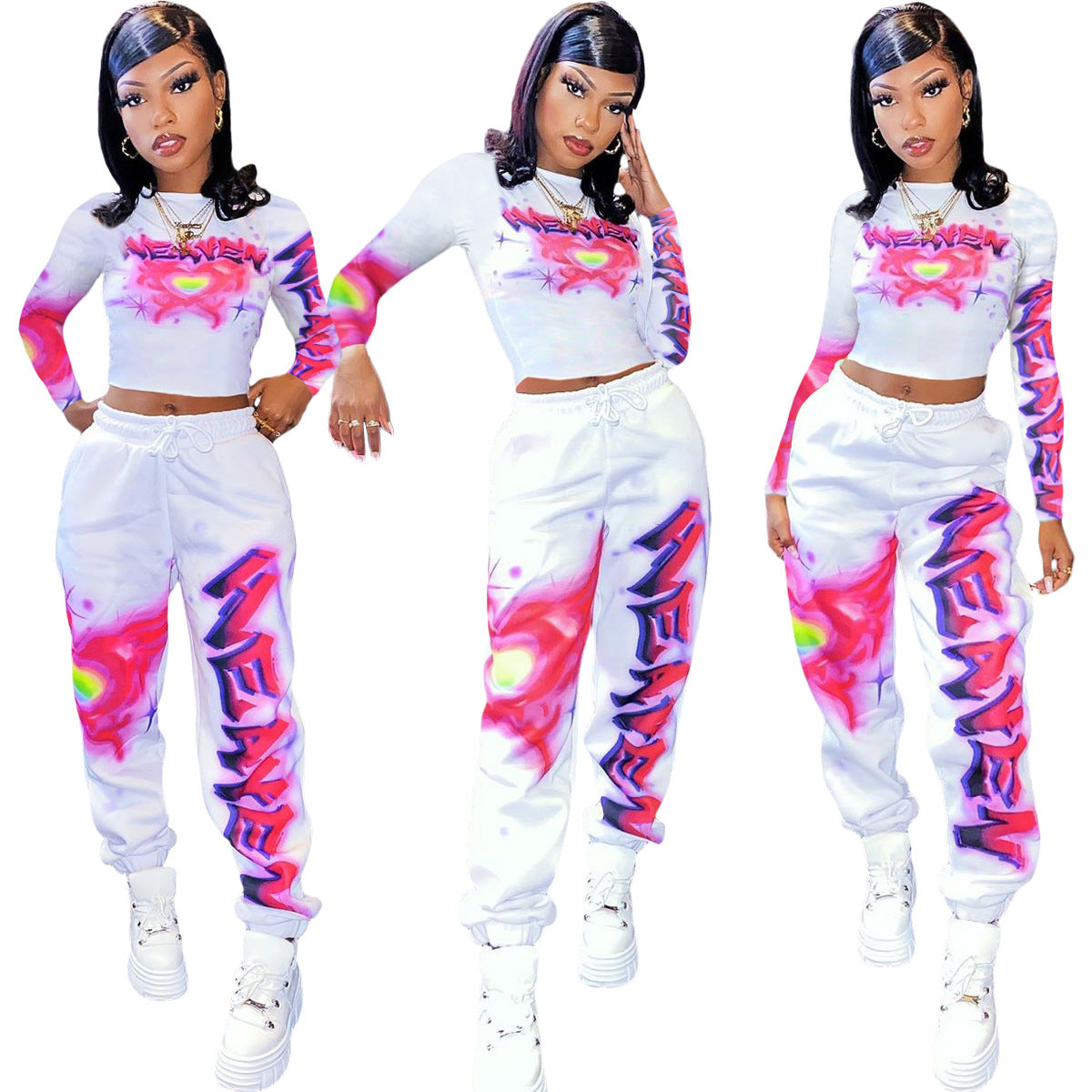 Fashion Printing Sports Two-piece Set