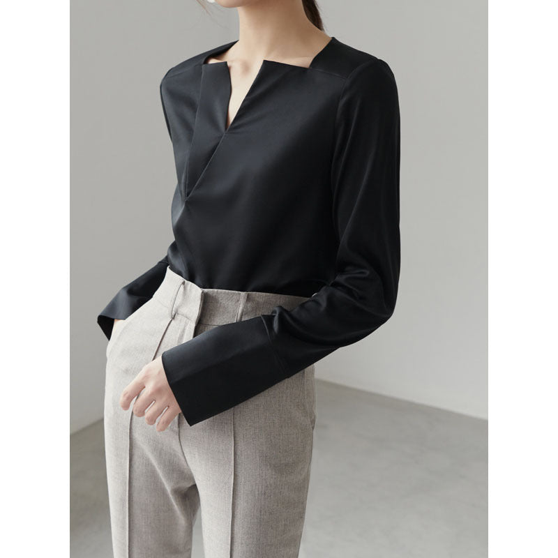 Women's Design Acetate Tencel Satin Top Shirt