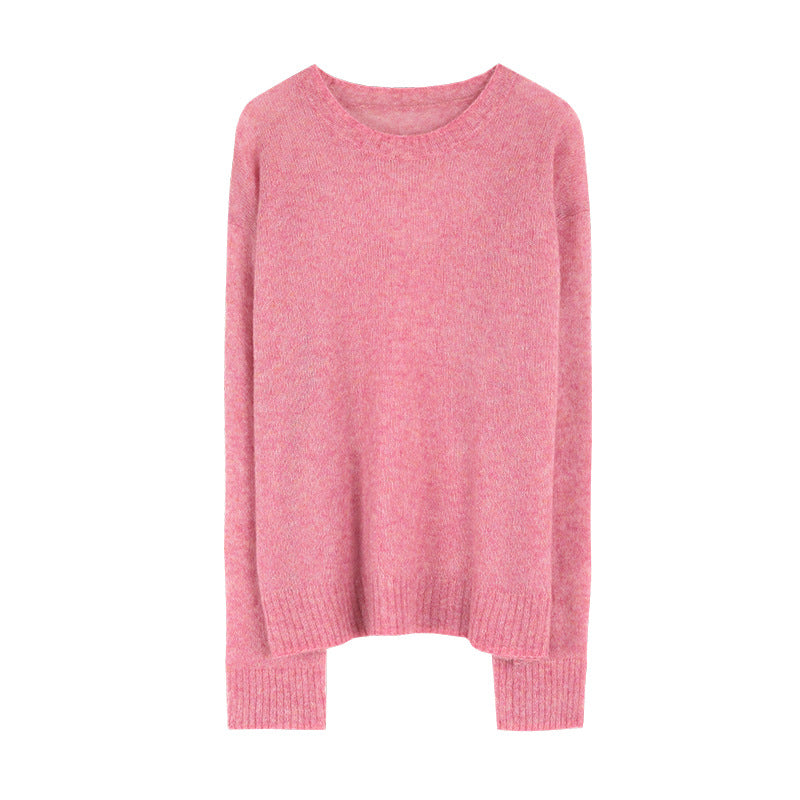 Pull en laine simple pour femme Mohair tricoté en vrac