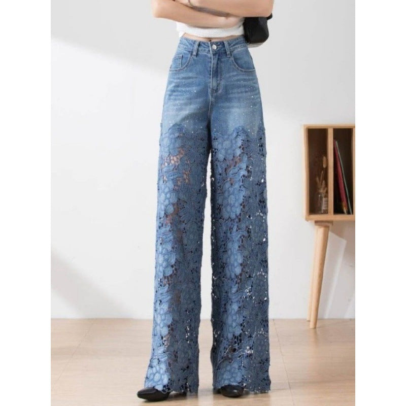 Pantalon à jambes larges taille haute pour femme