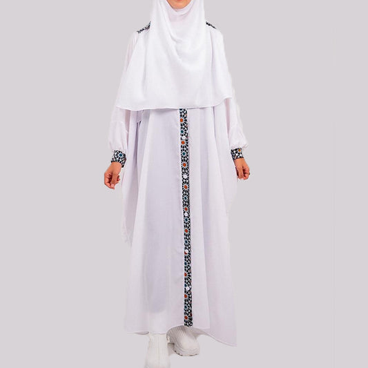 White Women's Robe Bohemian Print