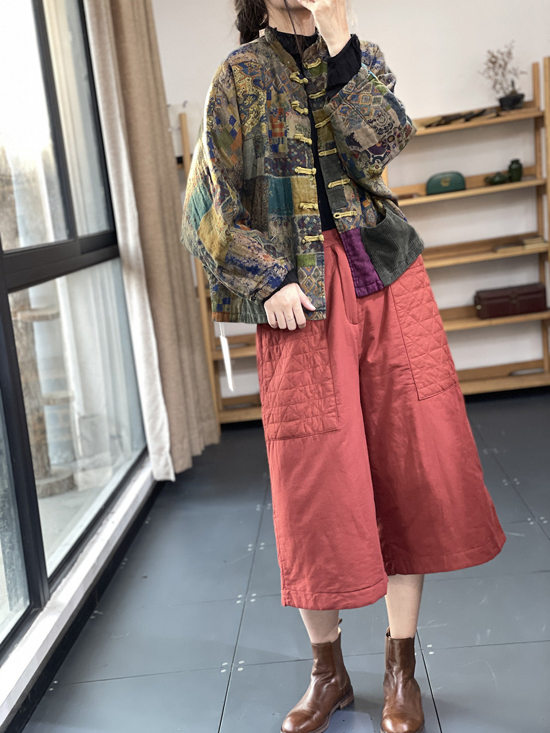 Autumn Ethnic Style Chinese Artistic Retro Printing Coat