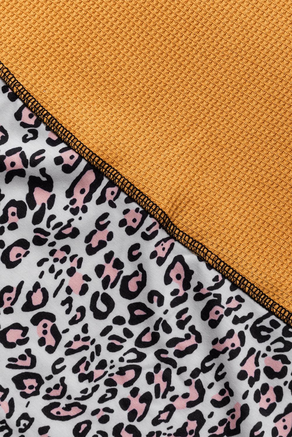 Top de patchwork de punto gofre con estampado de leopardo naranja Vitality