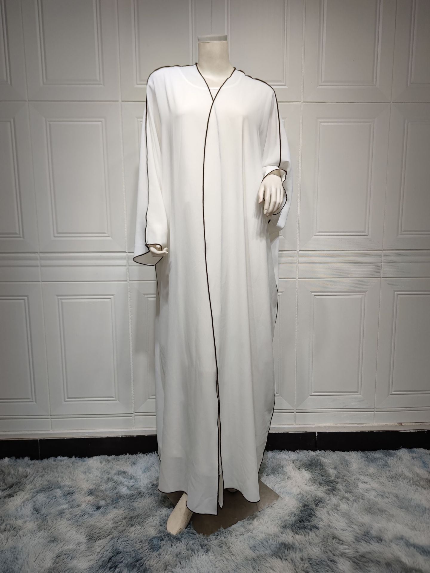 White Stitching Plus Size Women's Robe