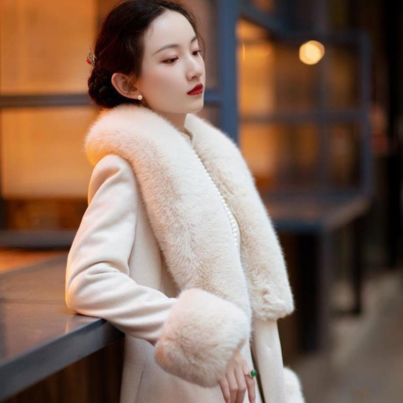 Women's Elegance Retro All-matching Thickened Woolen Coat