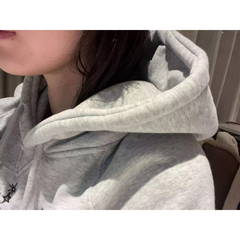 XINGX Embroidered Loose Hooded Sweater Couple Coat