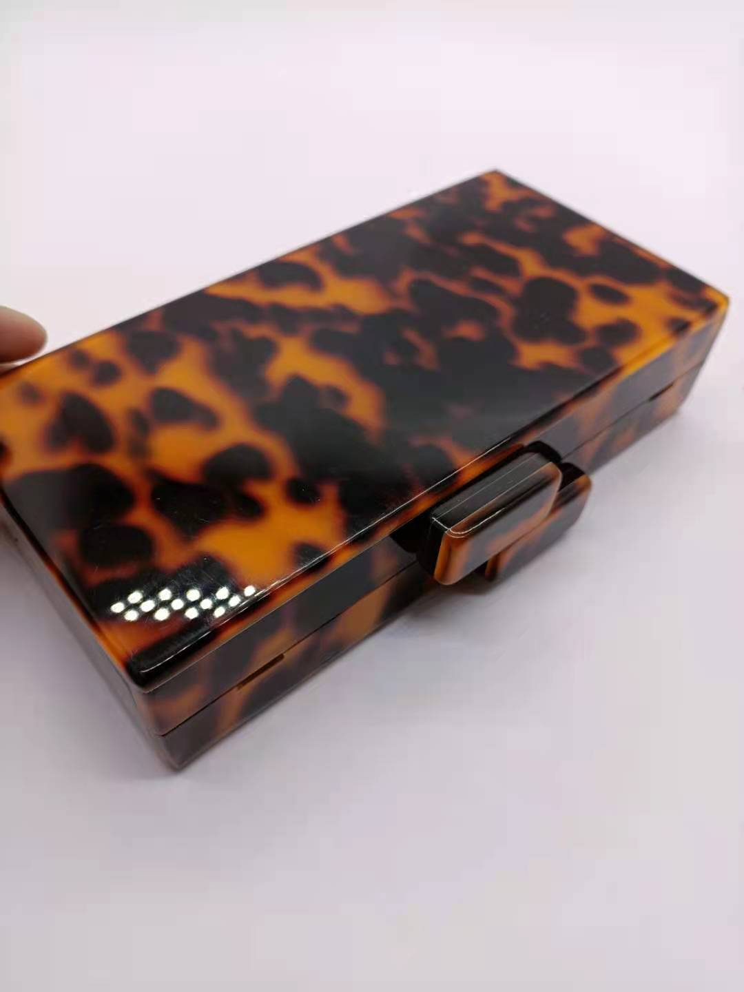 Amber Acrylic Bag Leopard Print Banquet Clutch