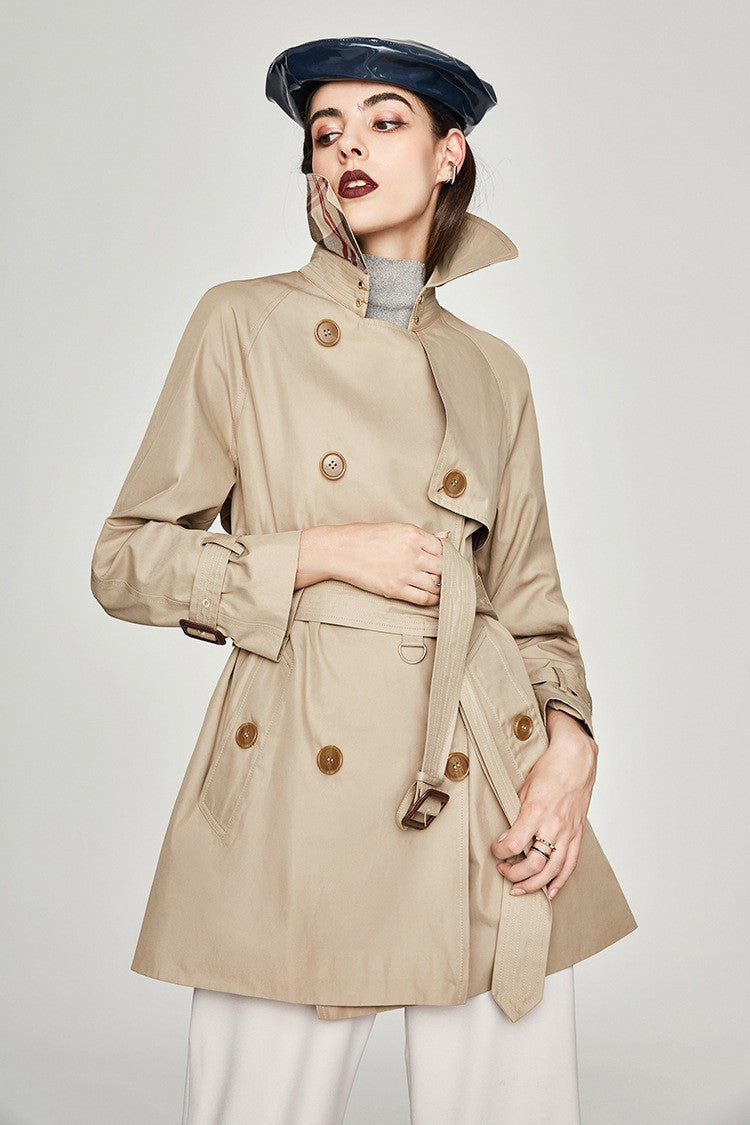 Trench-coat mi-long pour femme de style coréen pour le printemps et l'automne