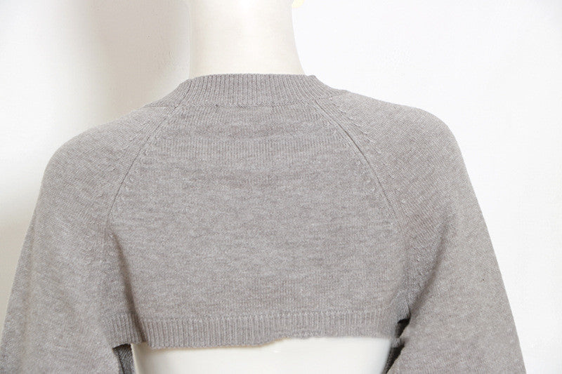 The Same Round Neck Halterneck Long-sleeved Sweater Autumn and Winter