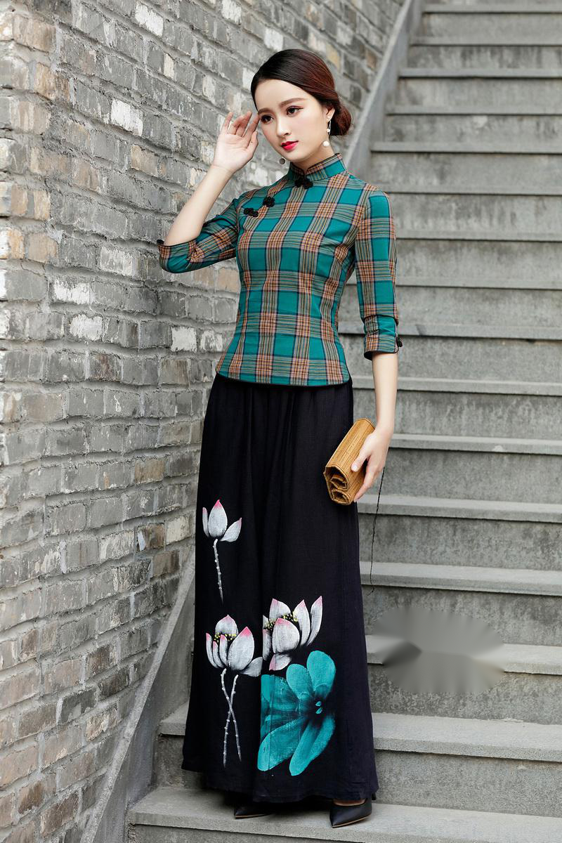 The Republic of China Style Improved Lattice Retro Tang Suit