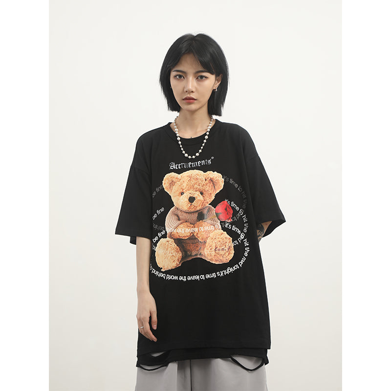 Bear print short sleeve T-shirt