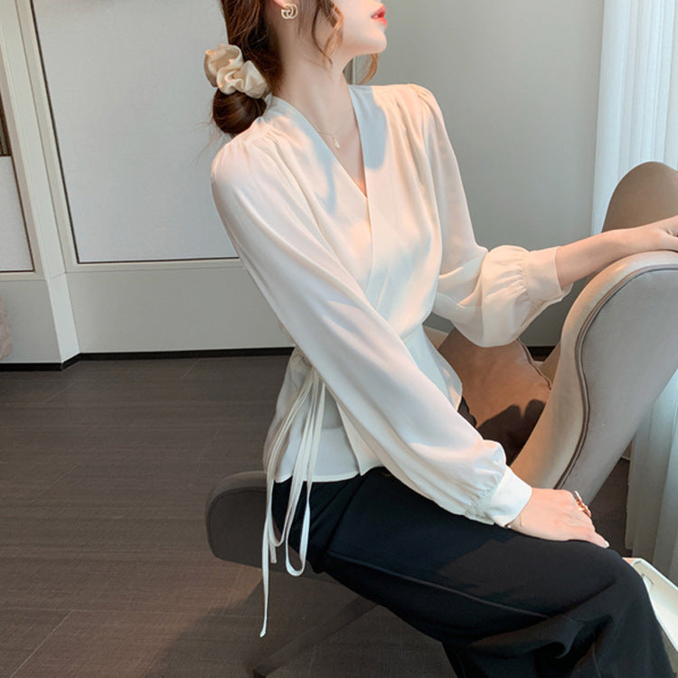 V-neck chiffon shirt