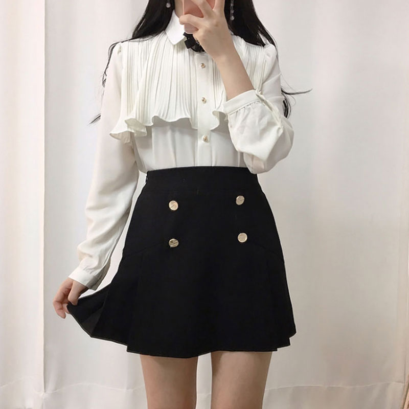 Temperament bottoming shirt bow chiffon shirt