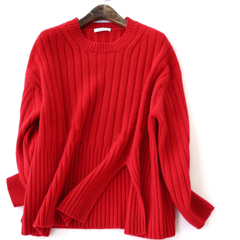 Thick round neck cashmere sweater