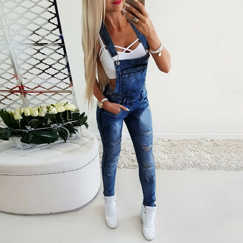 Tight Sexy Hand-worn Women's Denim Overalls