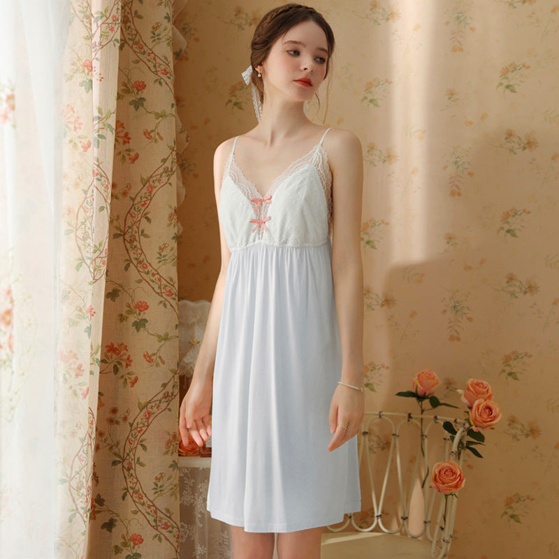 Women's French Retro Sweet Spaghetti-strap Nightdress