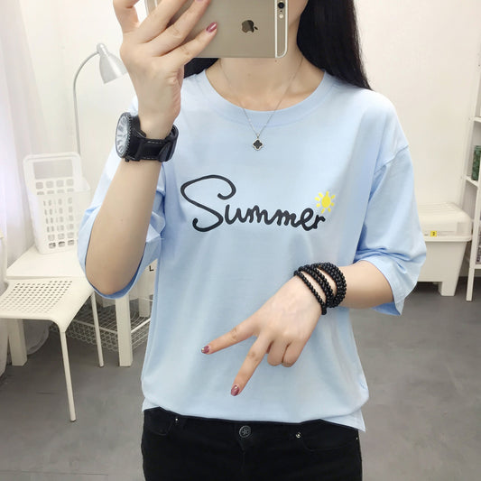 Women's loose short-sleeved cotton T-shirt