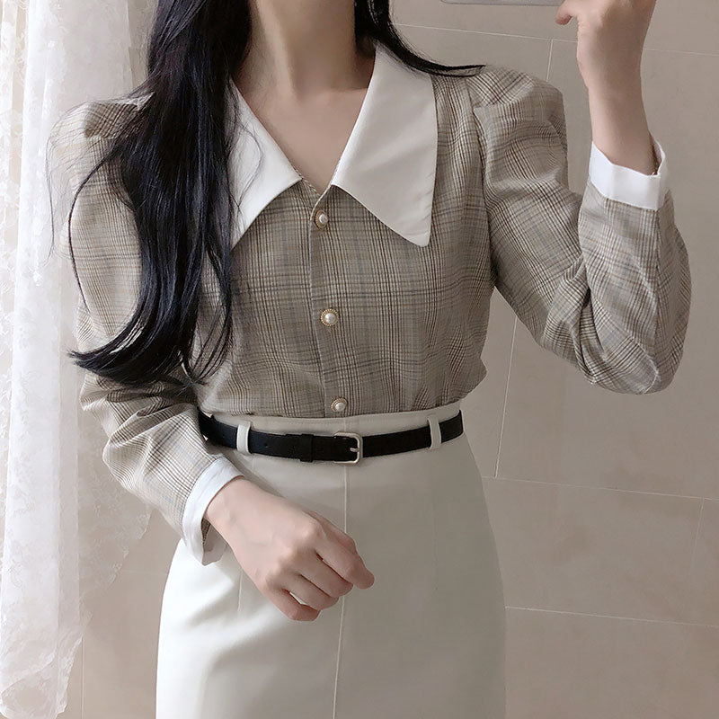 Temperament bottoming shirt bow chiffon shirt