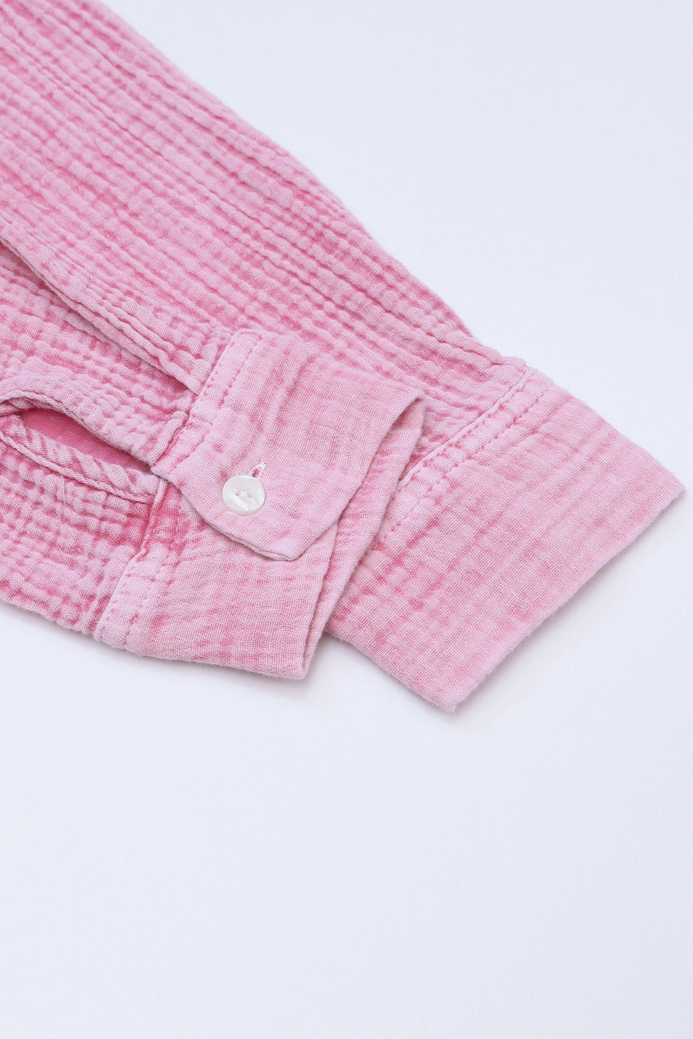 Haut Henley ample texturé rose froissé