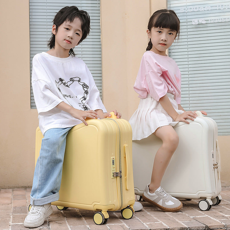 Children's Luggage Riding Trolley Case Mute Universal Wheel Boarding Bag