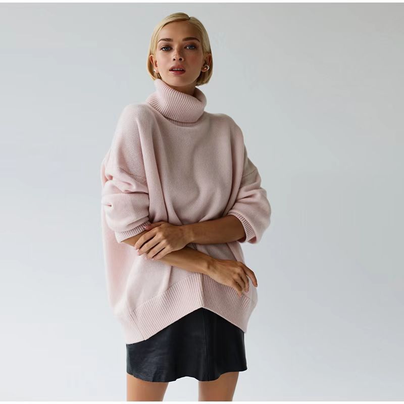 Pull ample à col roulé européen et américain, automne et hiver