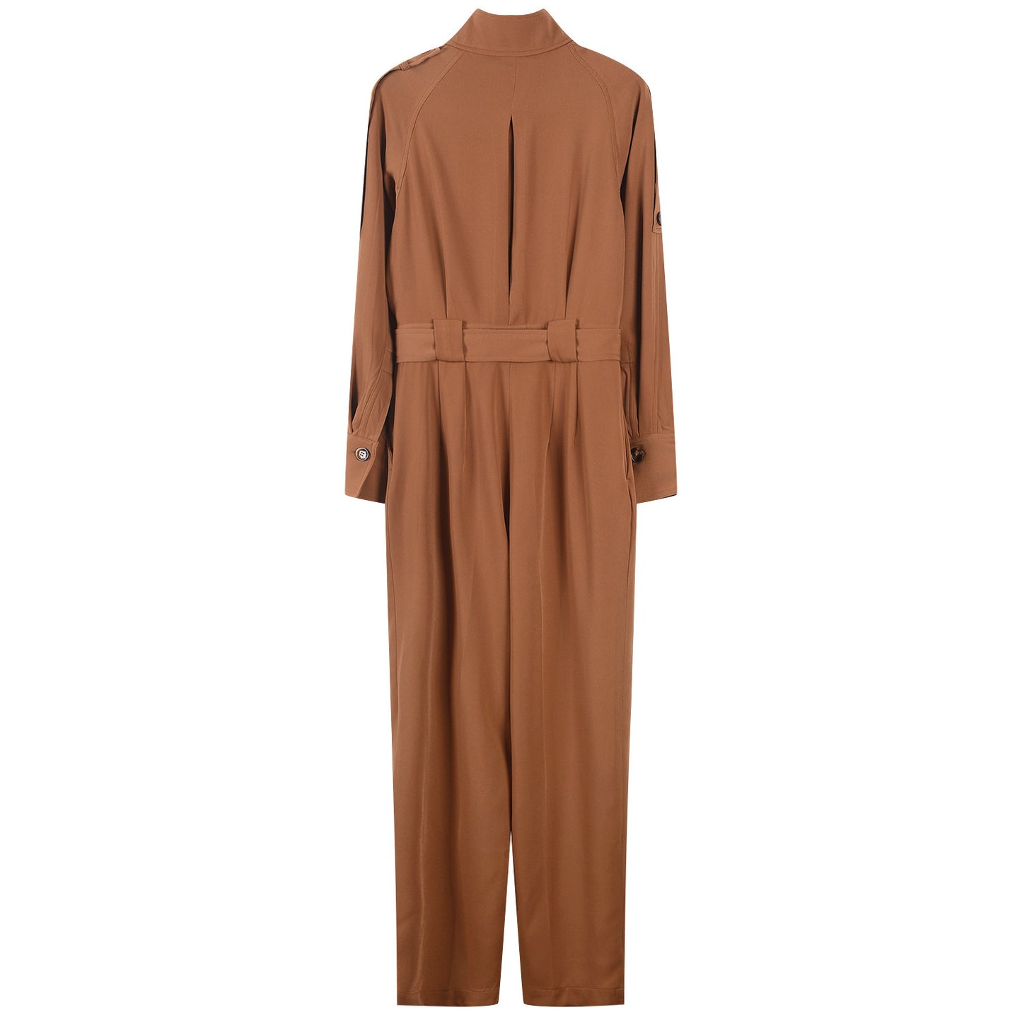 All-Match Loose-Fitting Belted Long-Sleeved Jumpsuit