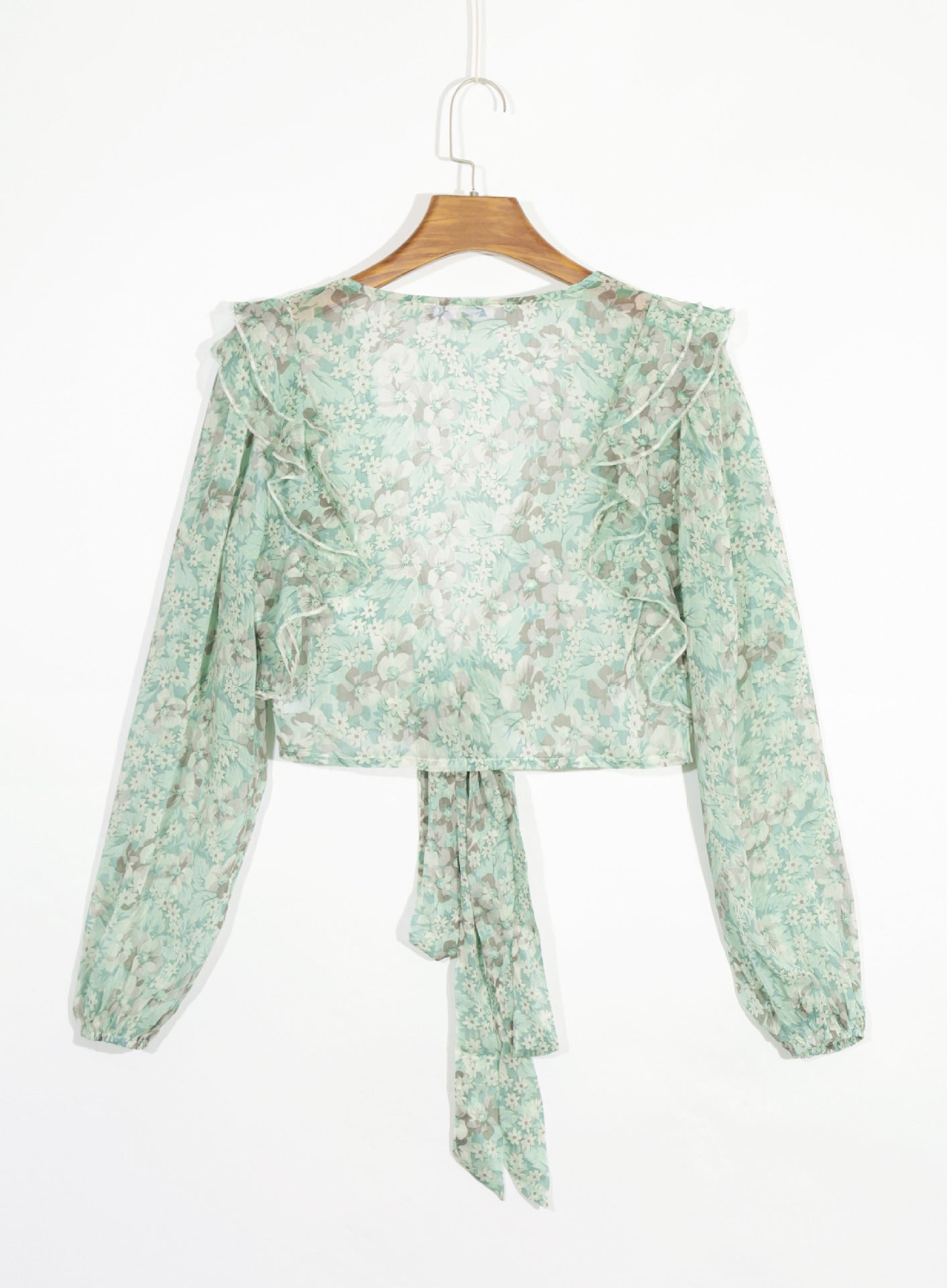 Chemise portefeuille australienne en mousseline à fleurs et à volants