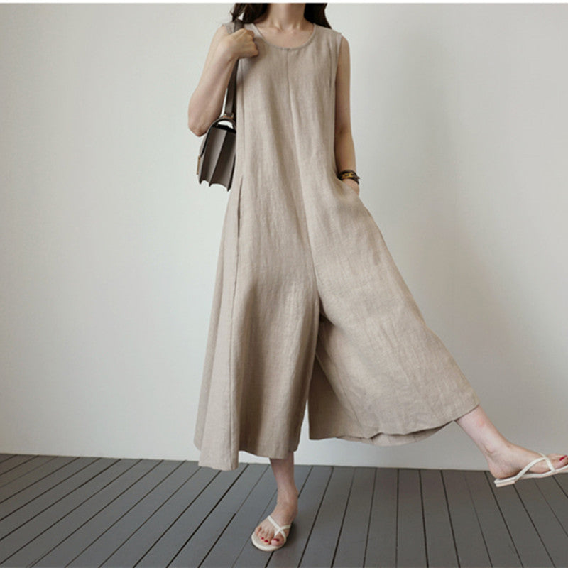 Fashion Casual Loose Sleeveless High Waist Jumpsuit