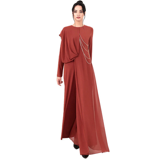 Fashionable Muslim Women's Pure Color Simple Jumpsuit