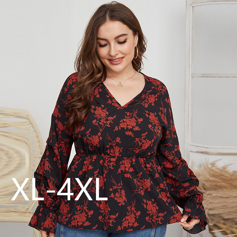 Fat Women Plussize Vneck Shirt Shirts Spring Top