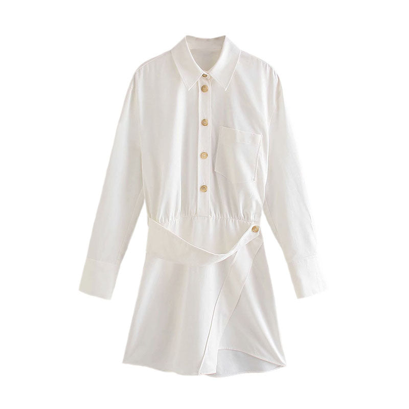 Mini-robe chemise à revers de style européen et américain