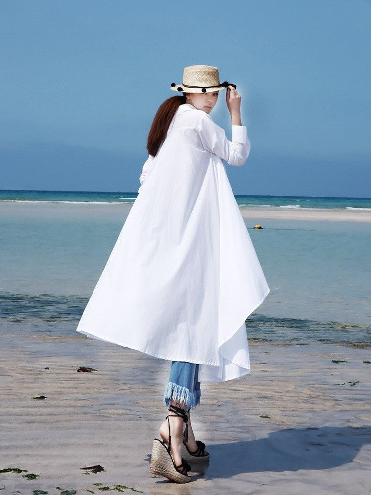 Women's New Fashion Irregular Long Shirt And Belt