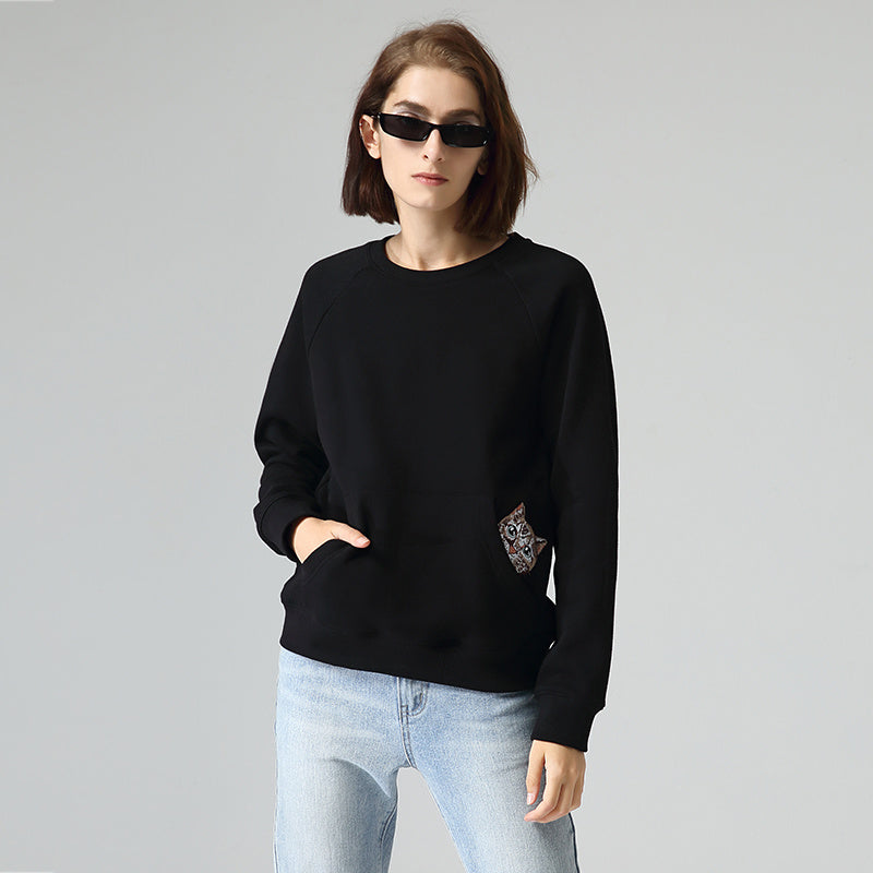 Chuyu Spring New Style Loose Embroidery Tide ins Rround Neck Sweater Women Autumn Capless Pullover Blouse