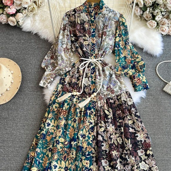 Robe formelle imprimée trapèze pour femme