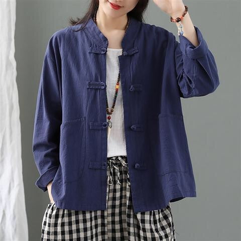 Cotton Linen Cardigan Shirt Jacket Casual