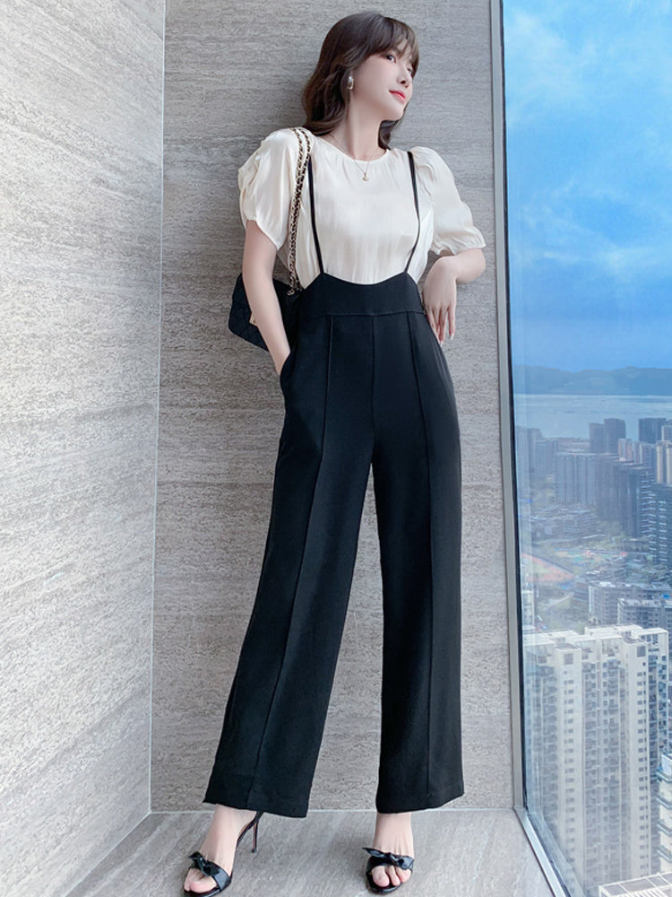 Women's Summer New Style Suspender Jumpsuit Wide Leg Overalls