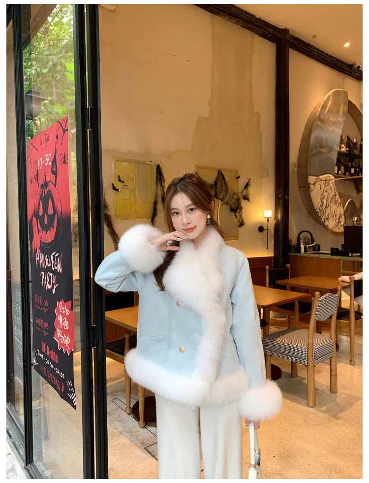 Women's Fashion And Environment-friendly Fox Fur Fur Integrated Fleece Short Wool Coat