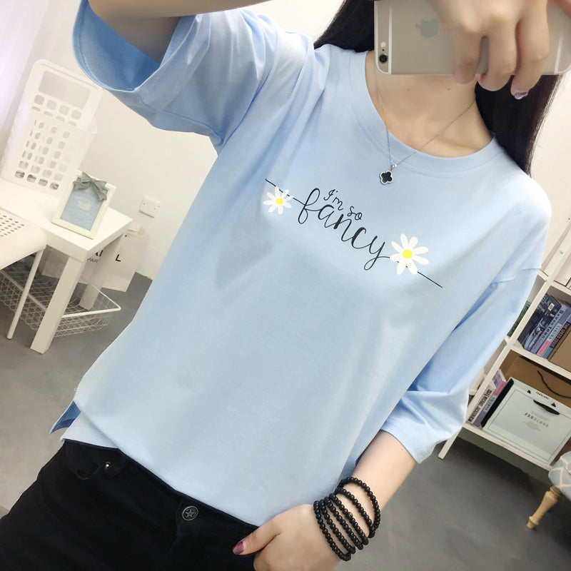 Women's loose short-sleeved cotton T-shirt