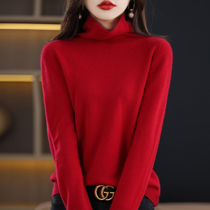 Women's Pile Collar Pullover Long-sleeved Sweater