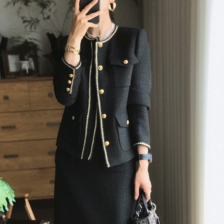 Classic Style Tweed Skirt Suit