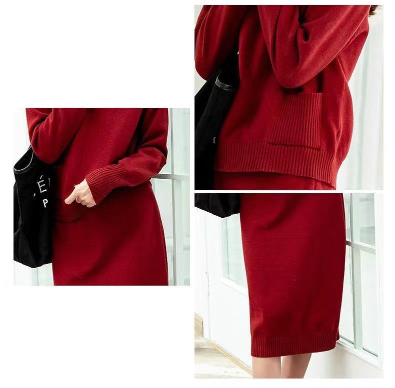 Fashion Woolen Skirt Two Piece Loose