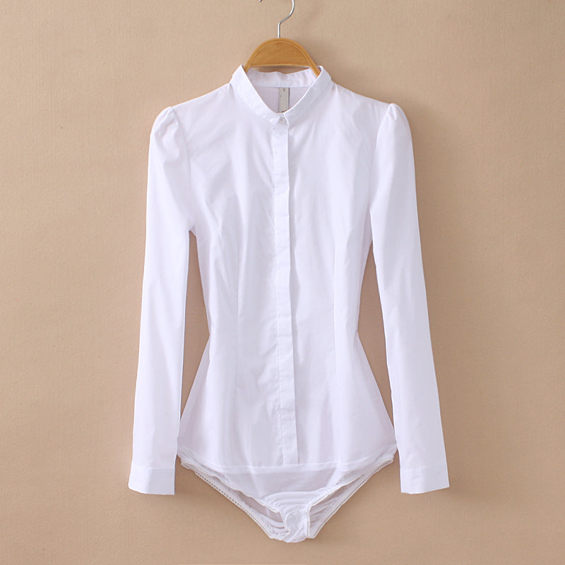 Capable Small Stand Collar Commuter Business Suit Business Ol White One-piece Shirt