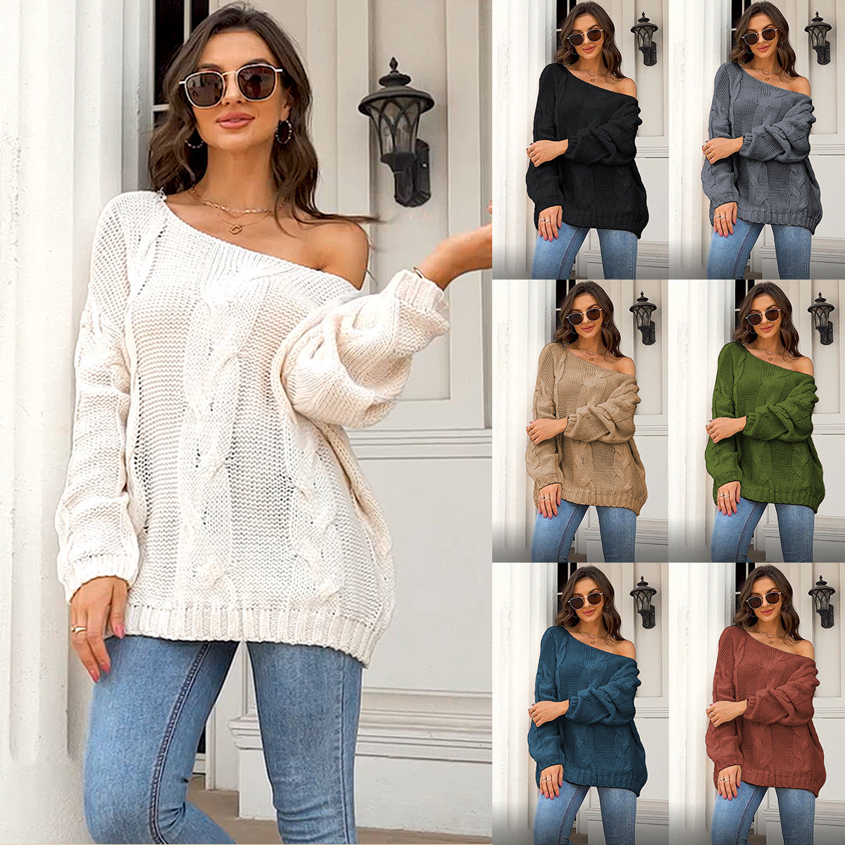 Casual Loose Plus Size Women's Pullover Solid Color Knitted Sweater