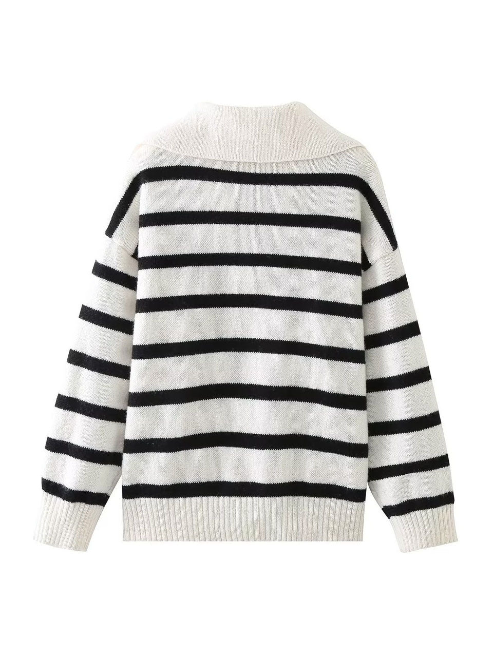 Autumn And Winter New Women's Clothing Loose Temperament Idle Style Striped Knitted Sweater