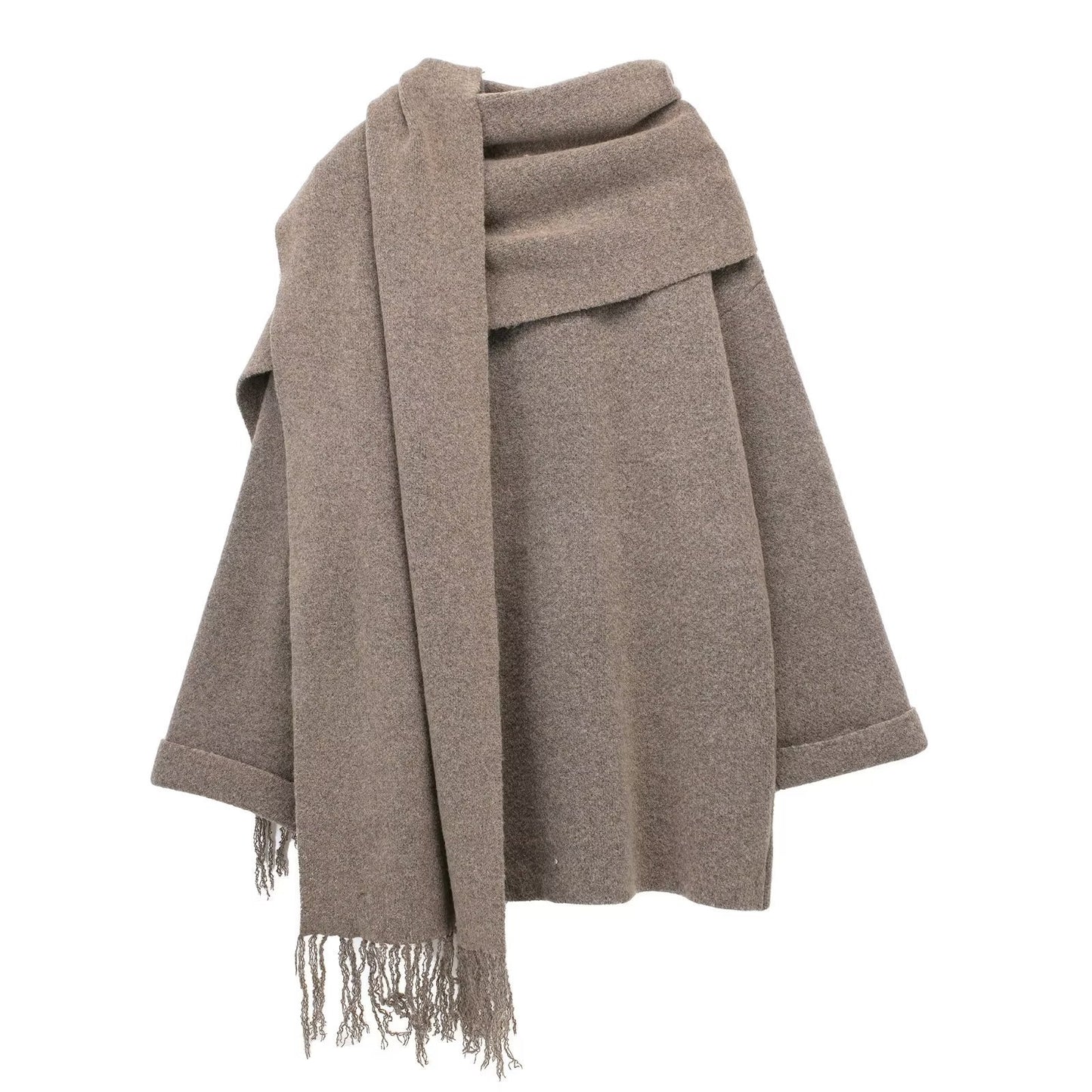 Women's Scarf Cape Midi Knitted Woolen Coat Winter Women's Clothing