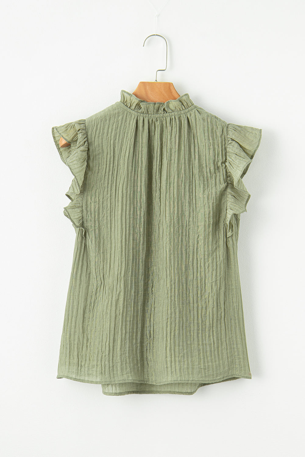 Blusa texturizada con mangas acampanadas y cuello en V en verde Meadow Mist