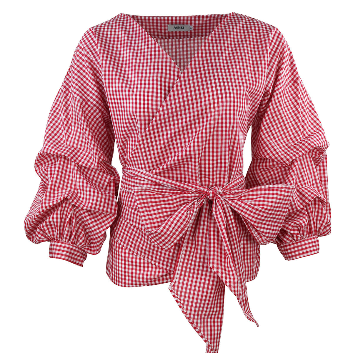 Fashionable V-neck Big Bow Decorated Shirt Top